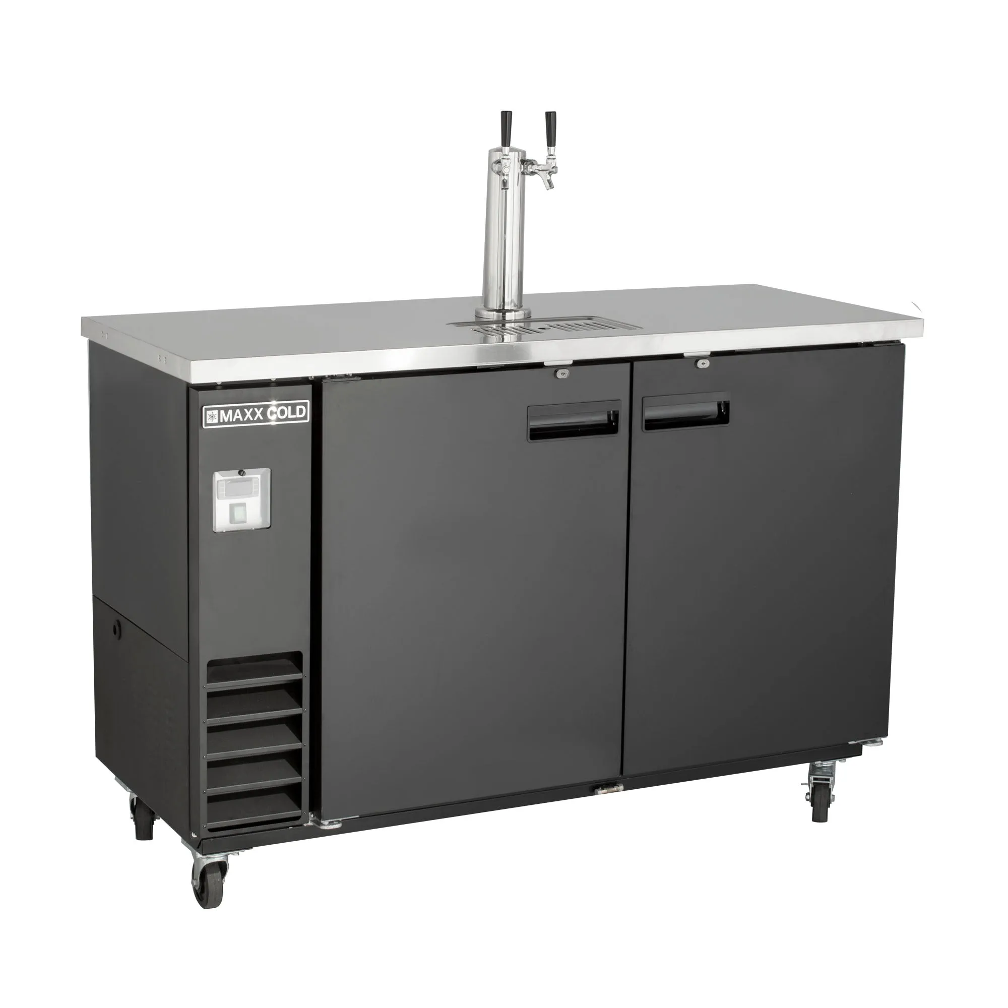 Maxx Cold - MXBD60-1BHC Single Tower, 2 Tap Beer Dispenser, 61"W, 14.2 cu. ft., 2 Barrels/Kegs (402L)?Storage Capacity, in Black with Stainless Steel Top