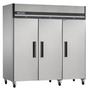 Maxx Cold - MXCR-72FDHC Triple Door Reach-In Refrigerator, Top Mount, 81"W, 72 cu. ft. Storage Capacity, in Stainless Steel