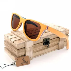 Weekend Flash Offer Skateboard Wooden Sunglasses In Wooden Gift Box - Brown,Grey