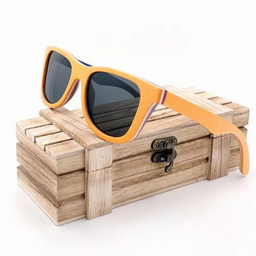 Skateboard Wooden Sunglasses In Wooden Gift Box - Brown,Grey Gift Sale Event Today Only Hot Pick