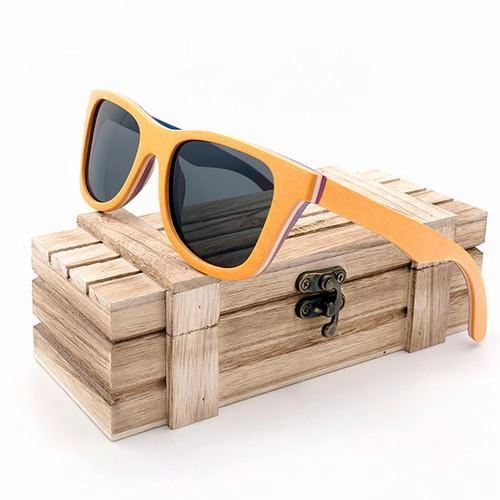 Limited Time Steal Perfect Gift Sale Skateboard Wooden Sunglasses In Wooden Gift Box - Brown,Grey