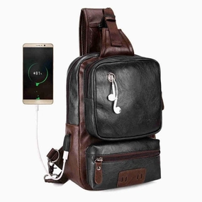 Flash Deal Today Todays Hot Pick Anti-Theft External Usb Charge Men'S Crossbody Large Capacity Casual Pu Leather Travel Bag - Black/Brown/Blue