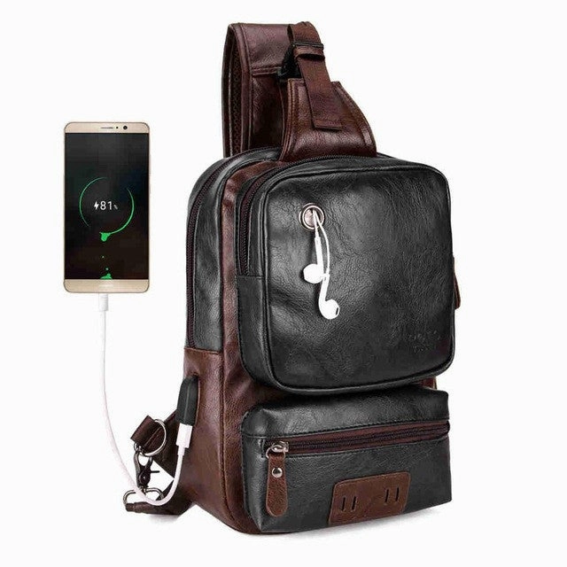 Flash Deal Today Todays Hot Pick Anti-Theft External Usb Charge Men'S Crossbody Large Capacity Casual Pu Leather Travel Bag - Black/Brown/Blue