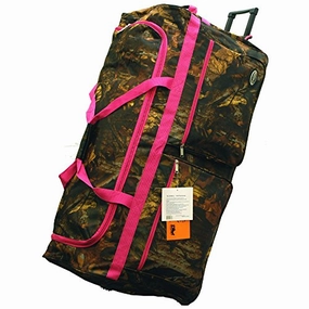 Dont Miss Big Savings "E-Z Roll" Real Tree Hunting Rolling Duffel Bag Size 36" In 3 Colors (Pink Trim)