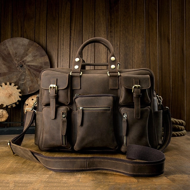 Men Big Capacity Genuine Leather Travel Bag Crazy Horse Leather Travel Duffel Real Leather Large Flash Pick Today
