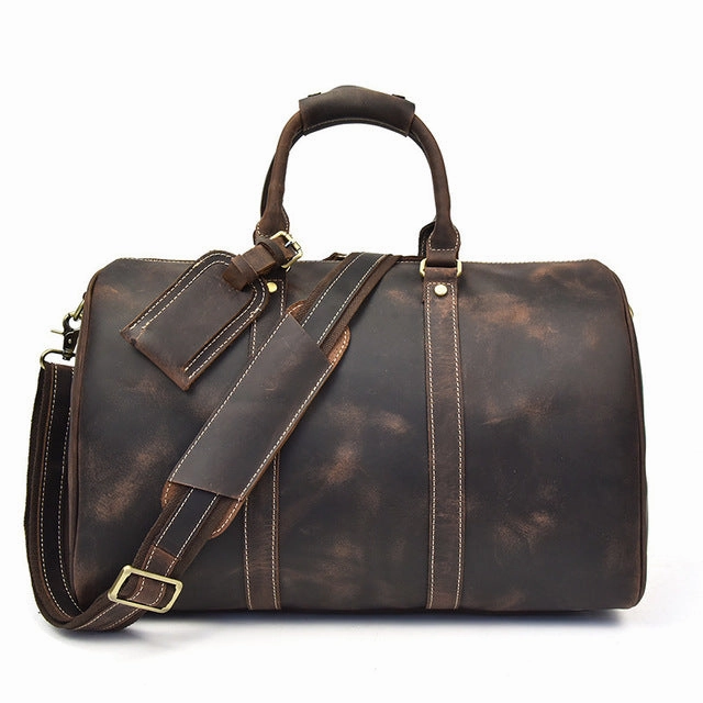 Today Only Special Men Genuine Leather Luggage Travel Bags Overnight Duffel Hangdbag Weekend High-Capacity Tote Boston