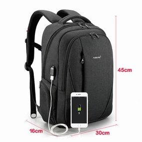 MustShop Sale Men'S Anti Theft 15.6" Laptop Backpack With External Usb Port - Black,Grey