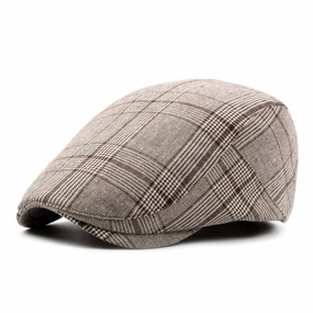 Clearance Blowout Men'S Vintage Retro Plaid Beret Hat - Coffee,Black,Gray