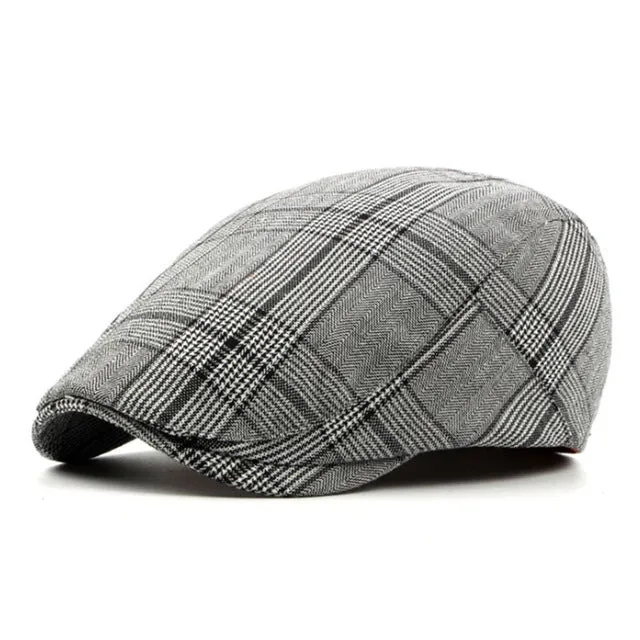 Men'S Vintage Retro Plaid Beret Hat - Coffee,Black,Gray Flash Deal Today