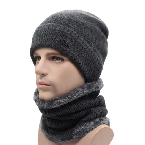 Mega Discount Today Men'S Winter Knitted Beanie   Collar Scarf - Black,Gray,Navy,Red
