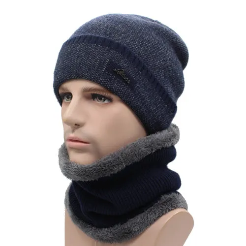 Men'S Winter Knitted Beanie   Collar Scarf - Black,Gray,Navy,Red Today Only Hot Sale