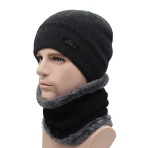 Men'S Winter Knitted Beanie   Collar Scarf - Black,Gray,Navy,Red Best Deal Today Grab Your Hot Pick