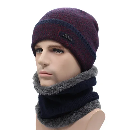 Dont Wait Save Today Men'S Winter Knitted Beanie   Collar Scarf - Black,Gray,Navy,Red