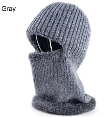 Steal the Deal Now Today Only Discount Men'S Winter Knitted Face Mask Hat For Men - Black/Gray/Khaki/Blue
