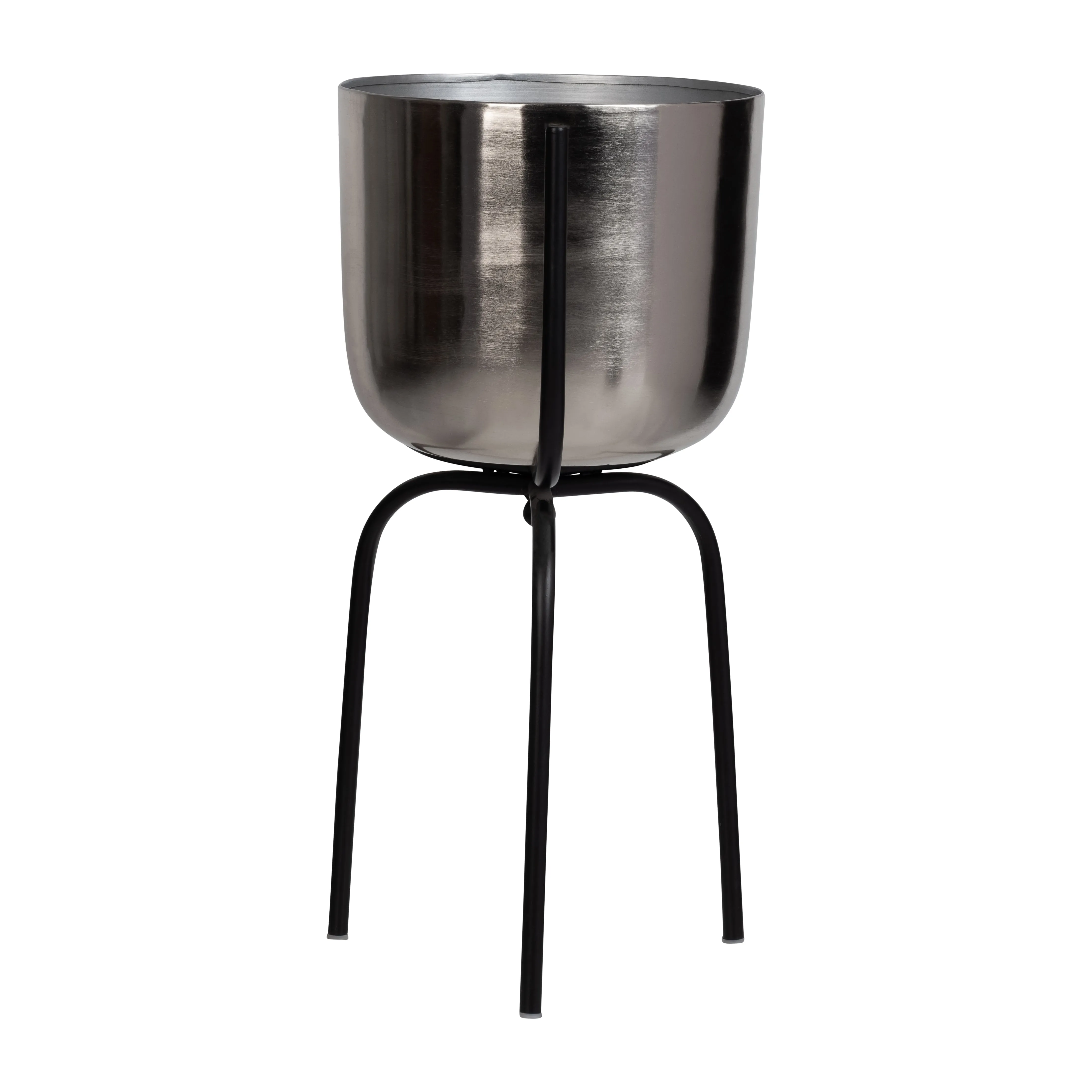 METAL 25" PLANTER ON TRIPOD, SILVER/BLACK