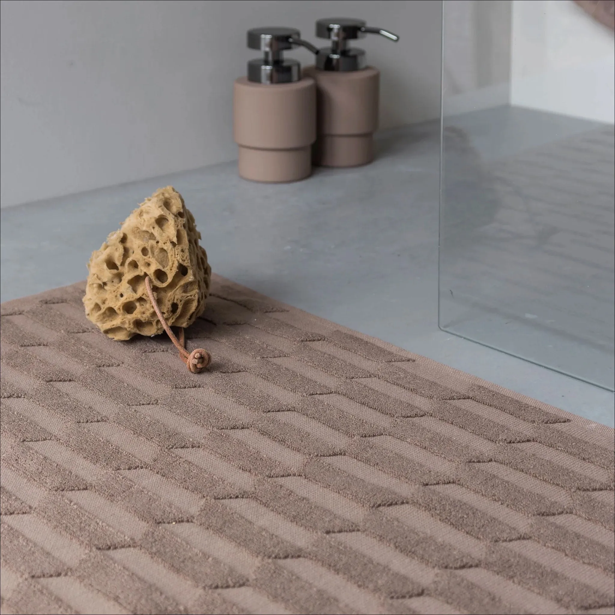 METTE DITMER Geo Bath Mat, Organic Cotton, 50x80cm, Nougat