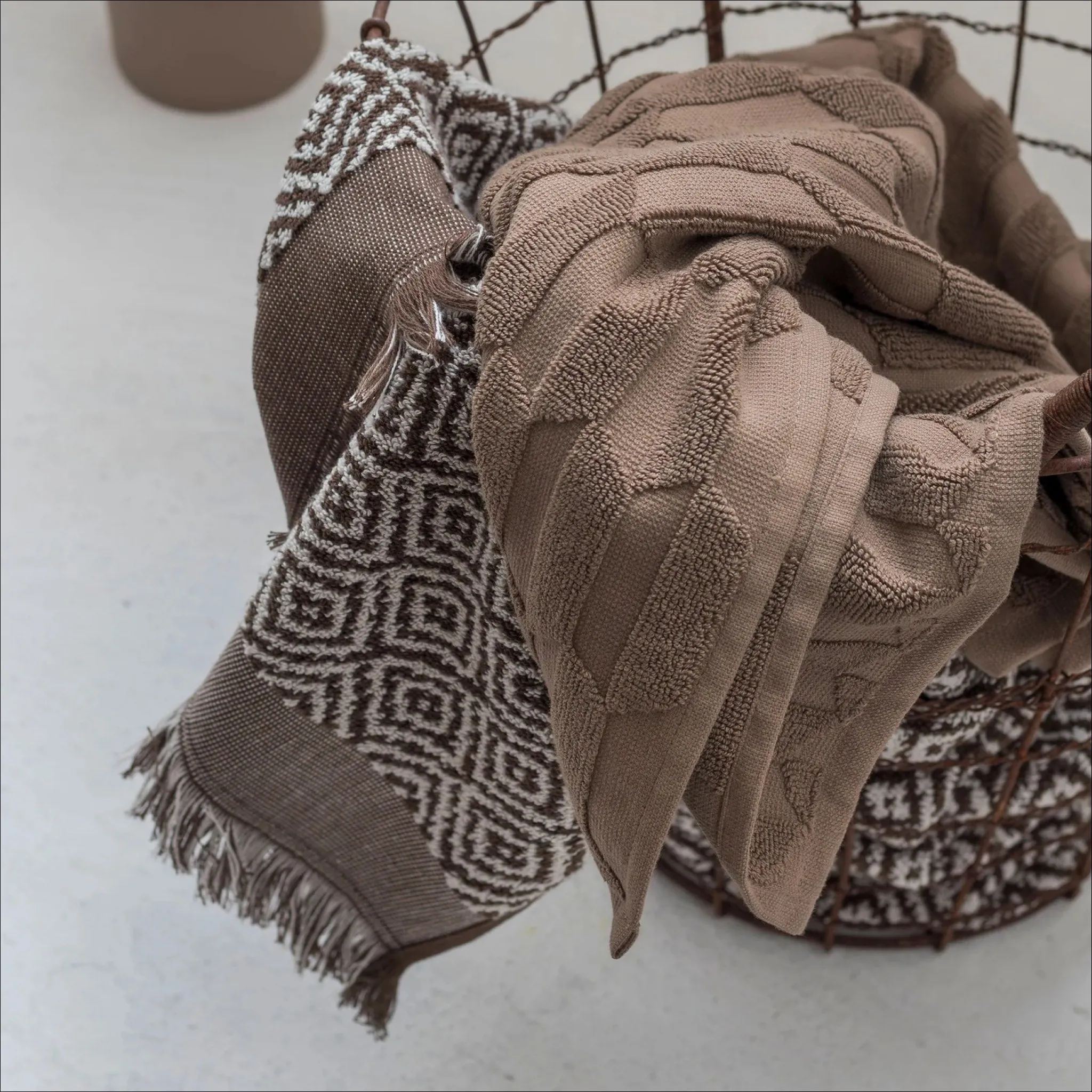 METTE DITMER Geo Bath Mat, Organic Cotton, 50x80cm, Nougat
