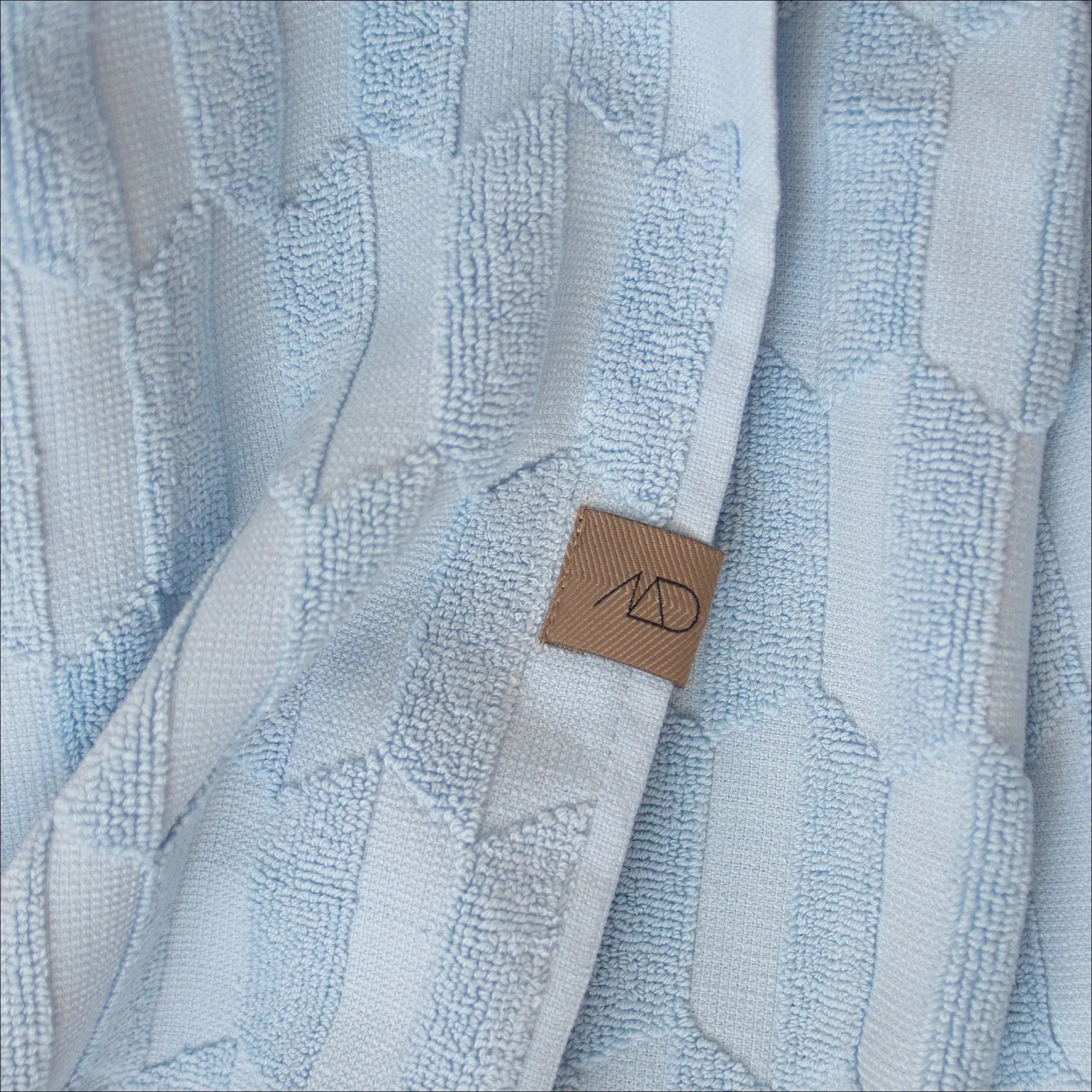 METTE DITMER Geo Bath Towel, Organic Cotton, 70x133cm, Light Blue