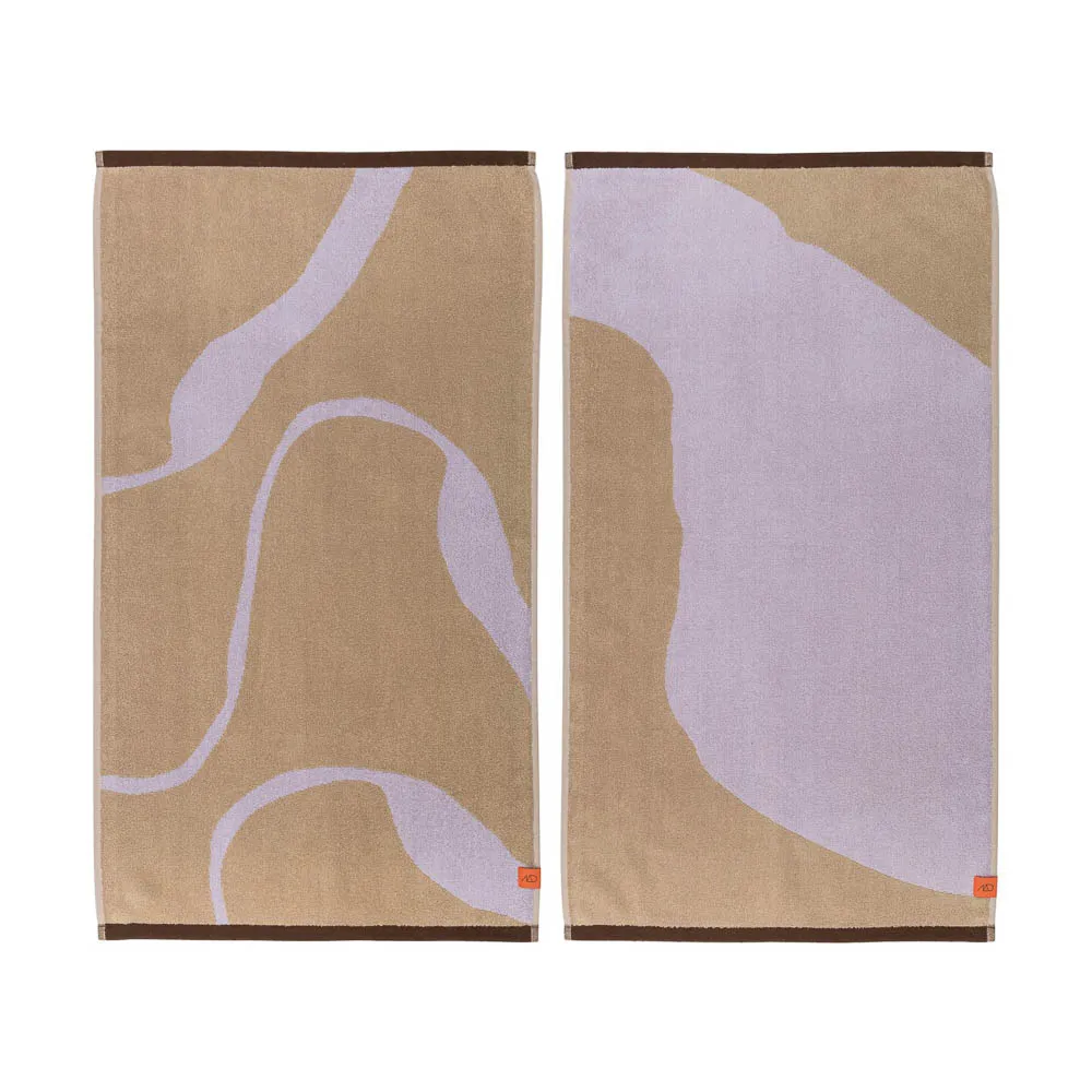 METTE DITMER Nova Arte Hand Towel, 40x55cm, Sand/Lilac (2 Pack)