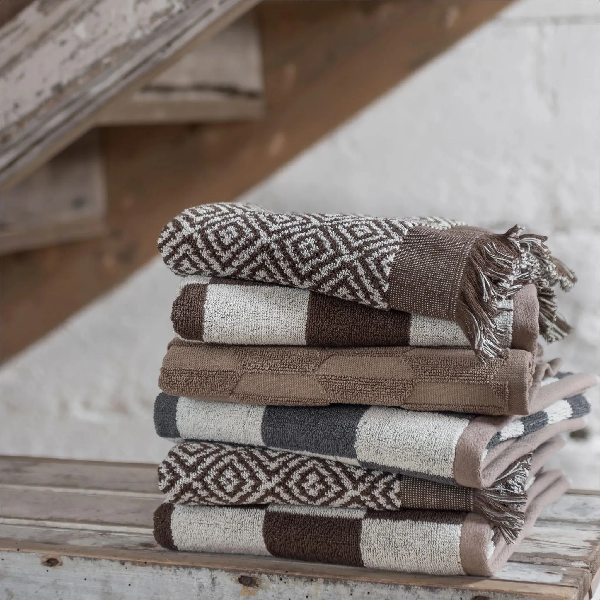 METTE DITMER Retro Hand Towel, Organic Cotton, 40x55 cm, Chocolate (2 Pack)