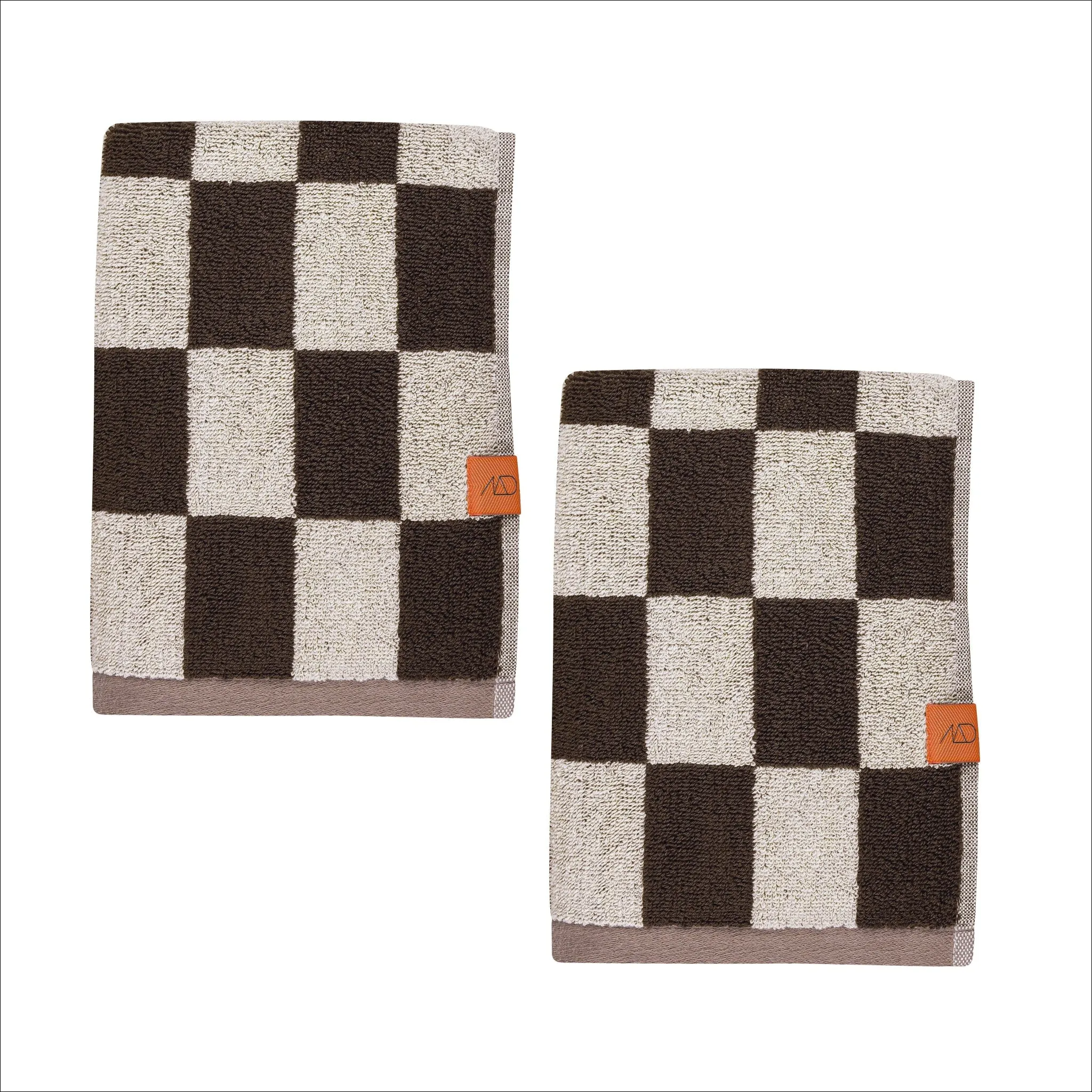 METTE DITMER Retro Hand Towel, Organic Cotton, 40x55 cm, Chocolate (2 Pack)
