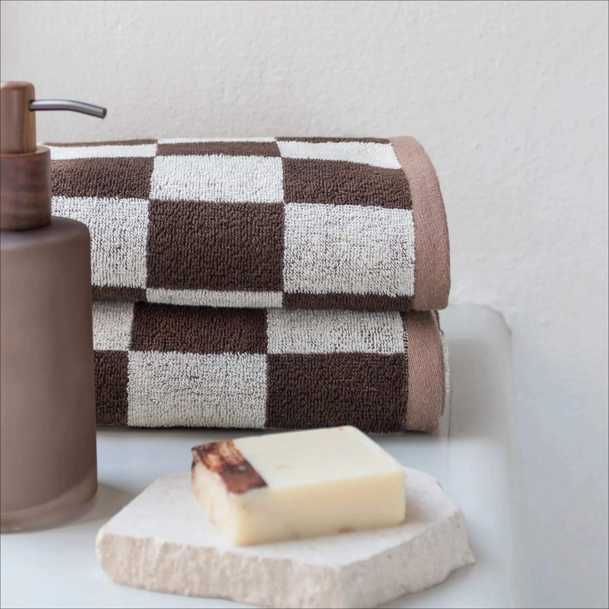 METTE DITMER Retro Hand Towel, Organic Cotton, 40x55 cm, Chocolate (2 Pack)