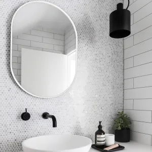 MIDDLE OF NOWHERE Bjorn Oval Mirror, White, 50x75cm