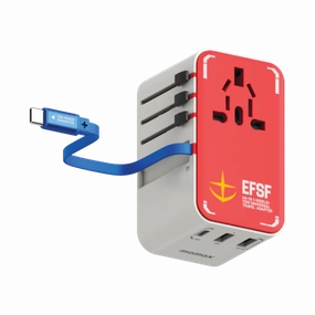 Dont Miss This Offer Hot Sale Today Momax X Gundam 1-World  | 3-Port Travel Gan Charger With Built-In Usb-C Cable 70W - Limited Edition