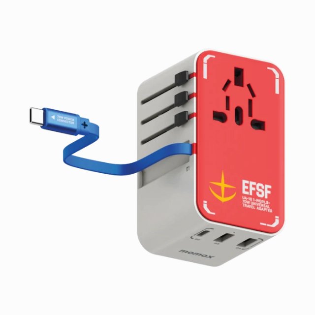 Dont Miss This Offer Hot Sale Today Momax X Gundam 1-World  | 3-Port Travel Gan Charger With Built-In Usb-C Cable 70W - Limited Edition