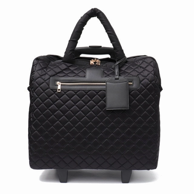 Shop Grab Now Monfere Brand Women Plaid Suitcases And Travel Rolling Bags Fiber Fashion Large Trolley Duffel