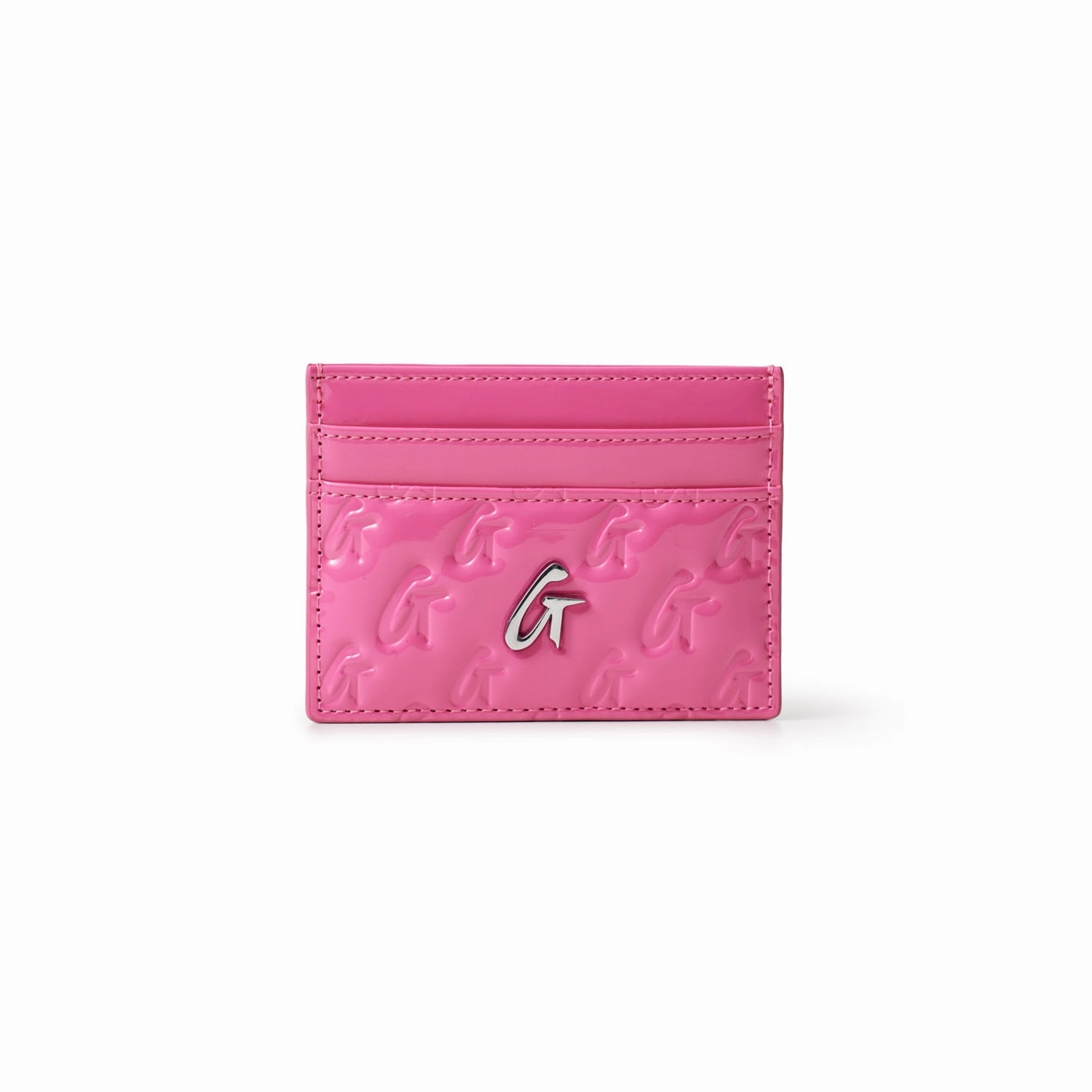 Hot Sale Frenzy Monogram Silver Card Holder - Mirror Hot Pink