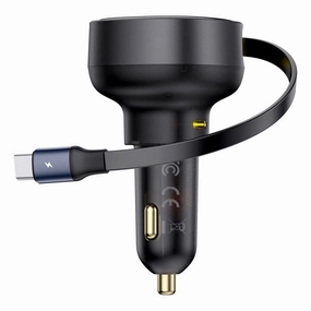 Baseus Enjoyment Pro Car Charger C Retractable Type-C Cable 60W Cluster Black-C00057802111-01 Hot Pick of the Day Gift Sale Event