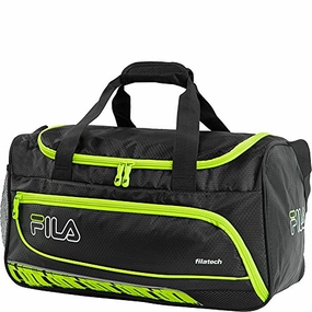 Fila Lasers Small Sports Duffel Gym Bag, Black/Neon Lime, One Size Limited Time Offer Limited Stock Deals