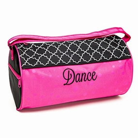 Hot Offer Frenzy Sassi Designs Girls Pink Lattice Shiny Polka Dots Dance Medium Duffel Bag