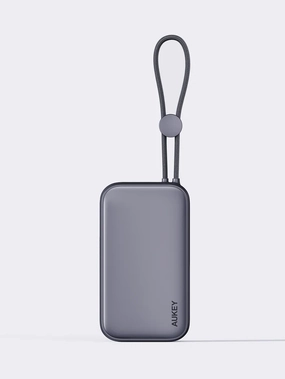 Online Exclusive Deal Limited Time Hot Deal Aukey Pb-Y47 Spark Sling 10000 Compact Fast Charging Power Bank With Built-In Usb-C Cable