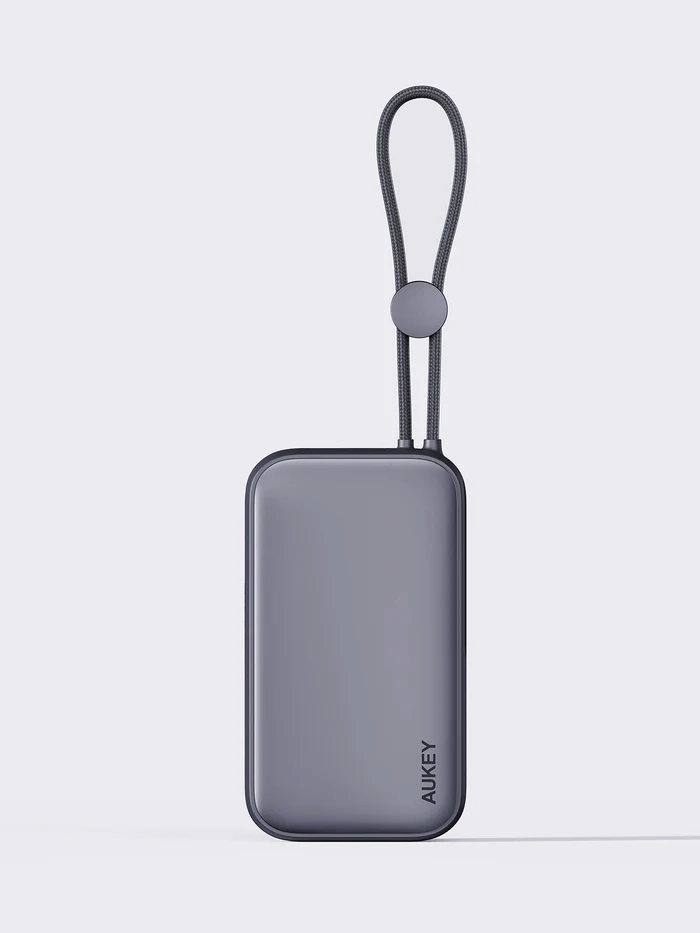 Online Exclusive Deal Limited Time Hot Deal Aukey Pb-Y47 Spark Sling 10000 Compact Fast Charging Power Bank With Built-In Usb-C Cable