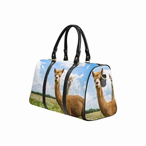 Interestprint Weekender Bag Overnight Carry-On Tote Duffel Bag Two Friendly Curios Brown And White Alpacas Flash Deal Alert