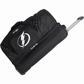 Nhl Tampa Bay Lightning Rolling Drop-Bottom Duffel Bag, 27 X 16 X 14", Black Hot Item Clearance Price Drop Today