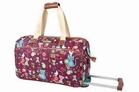 Today Only Hot Pick Instant Savings Inside Lily Bloom Luggage Designer Pattern Suitcase Wheeled Duffel Carry On Bag (14In, Cat And Mouse)