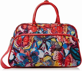 Limited Time Sale Save More Online World Traveler Women'S Value Series 21-Inch Pink Butterfly Duffel Bag, Pink Trim Butterfly, One