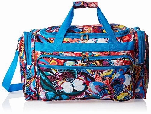 Shop Save Today MustHave Clearance World Traveler Women'S Value Series 22-Inch Carry Blue Butterfly Duffel Bag, Blue Trim Butterfly,