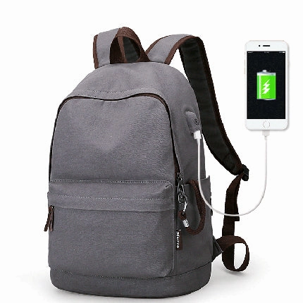 Anti-Theft Canvas Backpack With Usb Charging For Teens/Travel - Blue Black/Khaki/Gray Hot Pick Sale Instant Discount