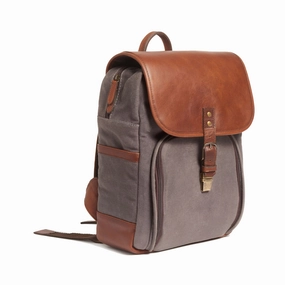 Ona Monterey Backpack, Waxed Canvas - Smoke & Antique Cognac Daily Deal Frenzy