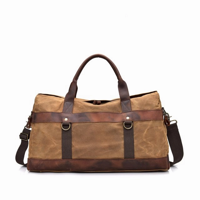 Crazy Horse Leather Canvas Travel Bag Large Capacity Luggage Bag Men Shoulder Travel Duffel Bags Shop Grab Savings