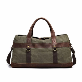 Today Only Discount Alert Crazy Horse Leather Canvas Travel Bag Large Capacity Luggage Bag Men Shoulder Travel Duffel Bags