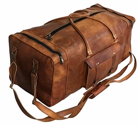 Large Leather 32 Inch Luggage Duffel Weekender Travel Overnight Carry One Duffel Bag For Men Last Chance Offer