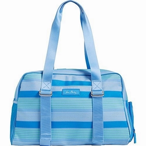 Vera Bradley Luggage Women'S Lighten Up Yoga Sport Bag Blue Tonal Stripe Duffel Bag MustHave Clearance