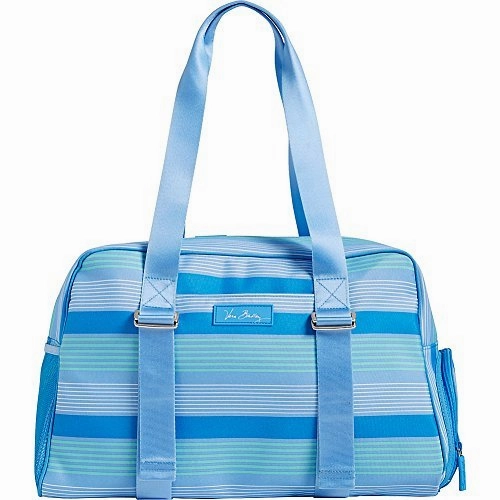 Vera Bradley Luggage Women'S Lighten Up Yoga Sport Bag Blue Tonal Stripe Duffel Bag MustHave Clearance