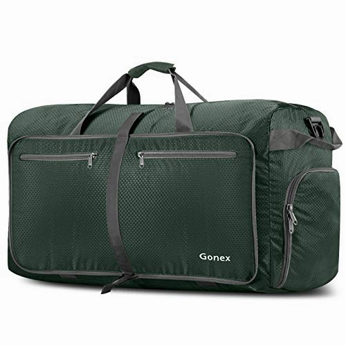 Gonex 100L Foldable Travel Duffel Bag For Luggage Gym Sports, Lightweight Travel Bag With Big Capacity, Water Repellent (Dark Green) Flash Deal Alert