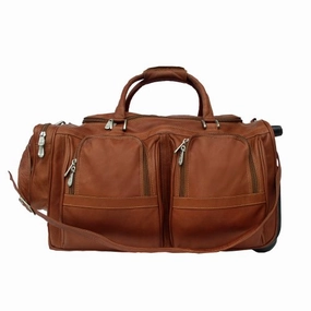 Trending Hot Deal Today Only Hot Pick Piel Leather Duffel With Pockets On Wheels, Saddle, One Size